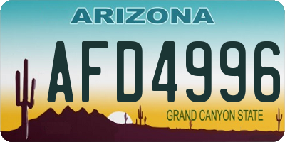 AZ license plate AFD4996