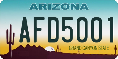 AZ license plate AFD5001