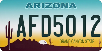AZ license plate AFD5012