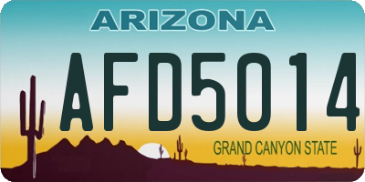 AZ license plate AFD5014