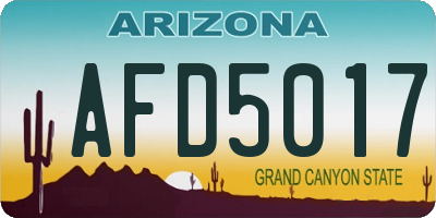 AZ license plate AFD5017