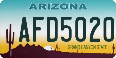 AZ license plate AFD5020