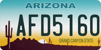 AZ license plate AFD5160