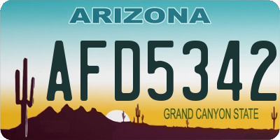 AZ license plate AFD5342