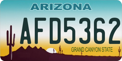 AZ license plate AFD5362