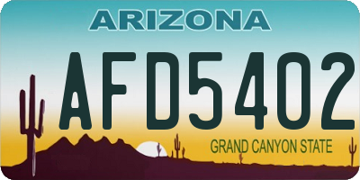 AZ license plate AFD5402