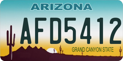 AZ license plate AFD5412
