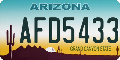 AZ license plate AFD5433
