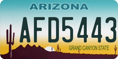 AZ license plate AFD5443