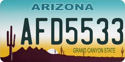 AZ license plate AFD5533