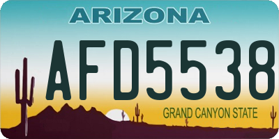 AZ license plate AFD5538