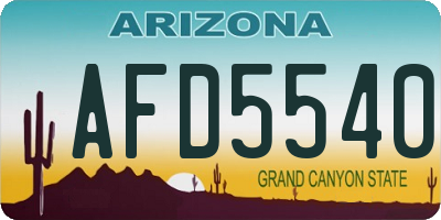 AZ license plate AFD5540