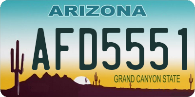 AZ license plate AFD5551