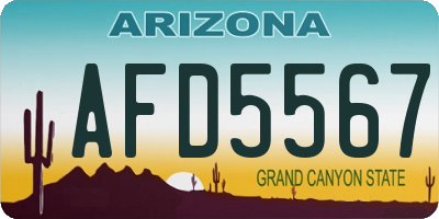 AZ license plate AFD5567
