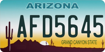 AZ license plate AFD5645