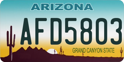 AZ license plate AFD5803