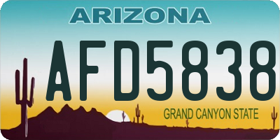 AZ license plate AFD5838