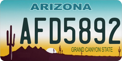 AZ license plate AFD5892