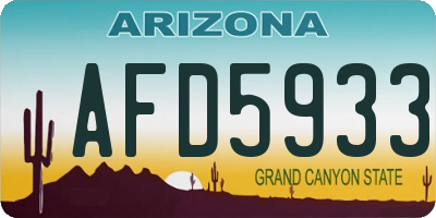 AZ license plate AFD5933