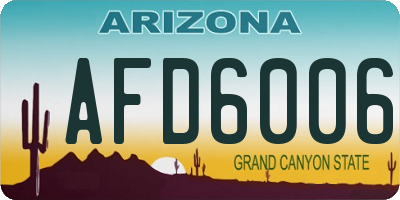 AZ license plate AFD6006
