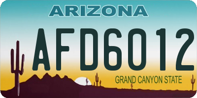 AZ license plate AFD6012