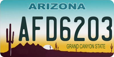 AZ license plate AFD6203