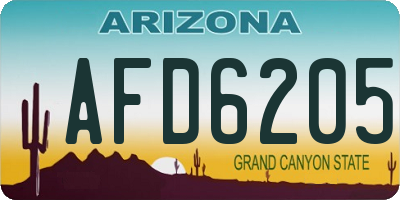 AZ license plate AFD6205
