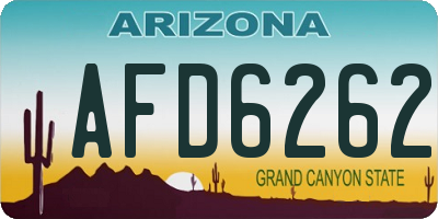 AZ license plate AFD6262