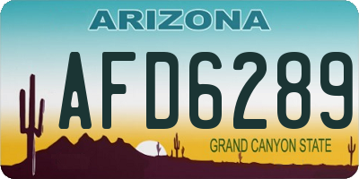 AZ license plate AFD6289