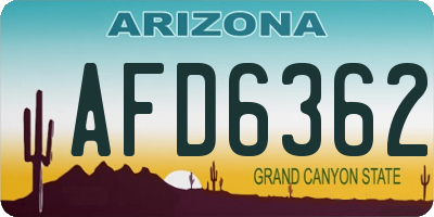 AZ license plate AFD6362