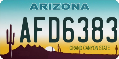 AZ license plate AFD6383