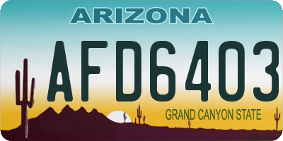 AZ license plate AFD6403