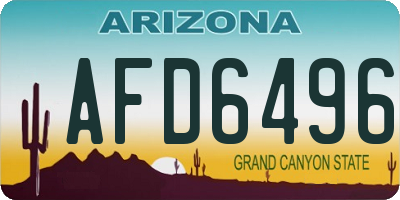 AZ license plate AFD6496