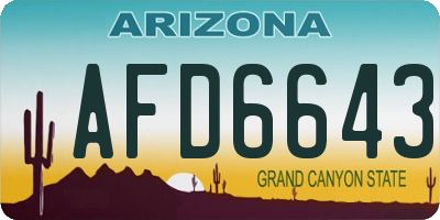 AZ license plate AFD6643