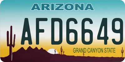 AZ license plate AFD6649
