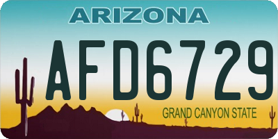 AZ license plate AFD6729