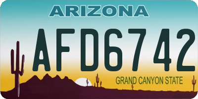 AZ license plate AFD6742