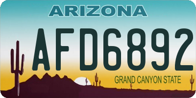 AZ license plate AFD6892