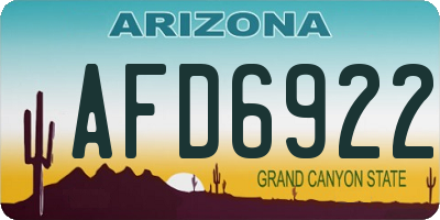 AZ license plate AFD6922