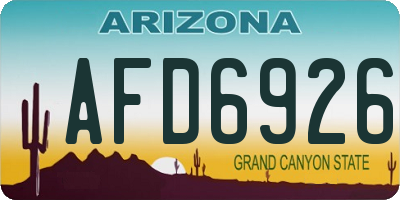 AZ license plate AFD6926