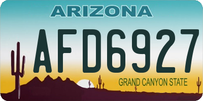 AZ license plate AFD6927