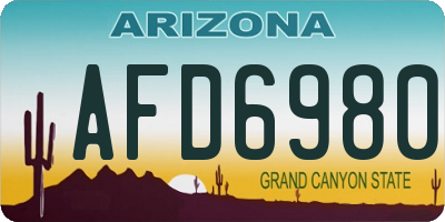 AZ license plate AFD6980