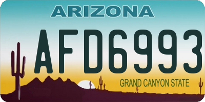 AZ license plate AFD6993