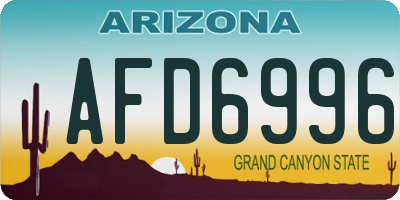 AZ license plate AFD6996