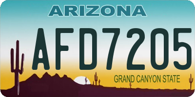 AZ license plate AFD7205