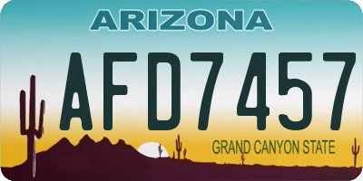 AZ license plate AFD7457