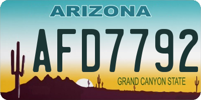 AZ license plate AFD7792