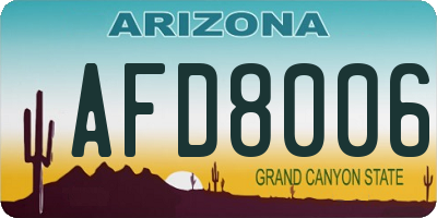 AZ license plate AFD8006