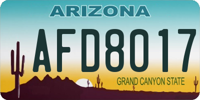 AZ license plate AFD8017