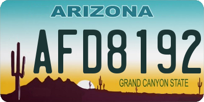 AZ license plate AFD8192